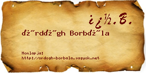 Ördögh Borbála névjegykártya